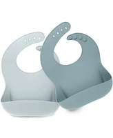 KeaBabies 2-Pack Silicone Bibs for Babies, Food Grade Baby Eating, Feeding, Toddler Bibs, Boys