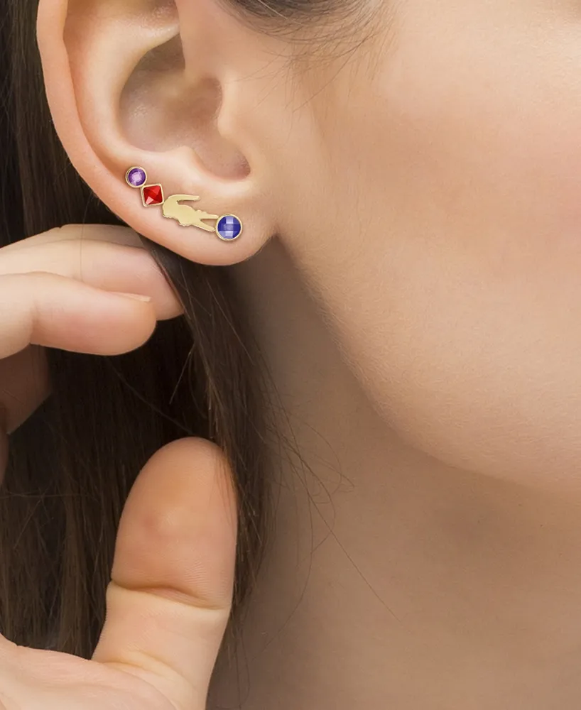 Lacoste Gold-Tone Deva Multicolor Stone Drop Earrings