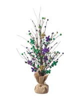 Glitzhome 21" H Lighted Mardi Gras Fleur-De-Lis Berry Table Tree