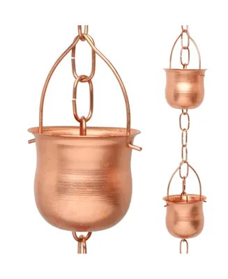 Marrgon Copper Rain Chain with Pot Style Cups for Gutter Downspout Replacement