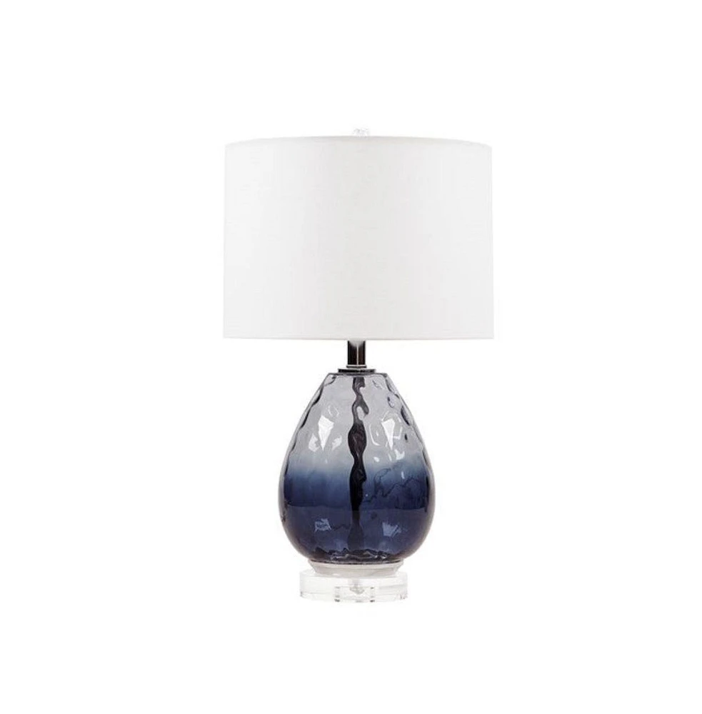 Home Outfitters Dark Blue Glass Table Lamp, Great for Bedroom, Living Room, Transitional