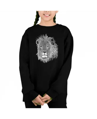 Lion - Big Girl's Word Art Crewneck Sweatshirt