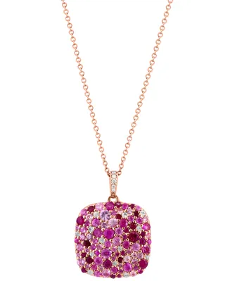 Effy Multi-Gemstone (2-3/4 ct. t.w.) & Diamond Accent Cluster 18" Pendant Necklace in Rose Gold-Plated Silver