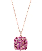 Effy Multi-Gemstone (2-3/4 ct. t.w.) & Diamond Accent Cluster 18" Pendant Necklace in Rose Gold-Plated Silver