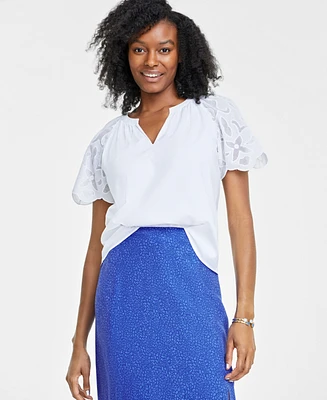 On 34th Women's Cutout Raglan Short-Sleeve Blouse, Created for Macy's