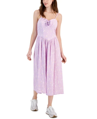 Tinseltown Juniors' Textured Rosette Midi Dress