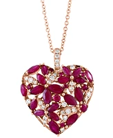 Effy Ruby (2-3/8 ct. t.w.) & Diamond (1/4 ct. t.w.) 18" Pendant Necklace in 14k Rose Gold