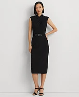 Lauren Ralph Lauren Women's Belted Jersey Mockneck Dress