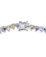 Effy Multi-Gemstone Heart Tennis Bracelet (16 ct. t.w.) in Sterling Silver