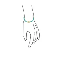 Bling Jewelry Interlocking Hearts Bff Synthetic Compressed Turquoise Strand Bead Stretch Bracelet For Women Gold Plated Sterling Silver