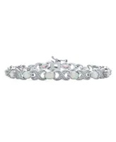 Bling Jewelry White Synthetic Opal Milgrain Infinity Tennis Bracelet For Women Sterling Silver 8 Inches