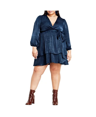 City Chic Plus Twisted Ruffle Mini Dress