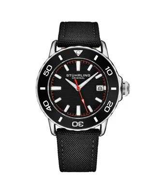 Stuhrling Men's 4041 Diver Watch Nylon Strap Rotating Bezel