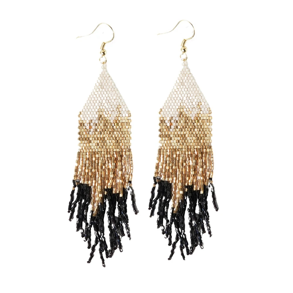 Ink + Alloy Claire Ombre Beaded Fringe Earrings Emerald