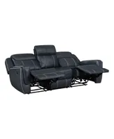 White Label Emilia 86" Double Reclining Sofa with Center Drop-Down Cup Holders