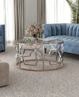 Furniture of America 36" Metal, Glass Camille Modern Round Glass Top Coffee Table
