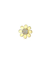 Bling Jewelry Tiny Petite Cz Accent Dainty14K Yellow Gold Sunflower Daisy Flower Cartilage Ear Lobe Stud Earrings Helix Secure Clutch Screw back