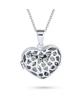 Bling Jewelry Filigree Flower Aromatherapy Essential Oil Perfume Diffuser Keepsake Photo Heart Shape Locket Pendant Necklace For Women Sterling Silver