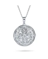 Bling Jewelry Filigree Star Flower Round Circle Aromatherapy Essential Oil Perfume Diffuser Keepsake Photo Heart Shape Locket Pendant Necklace Sterlin