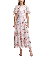 Calvin Klein Women's Floral-Print Cape-Back Maxi Dress
