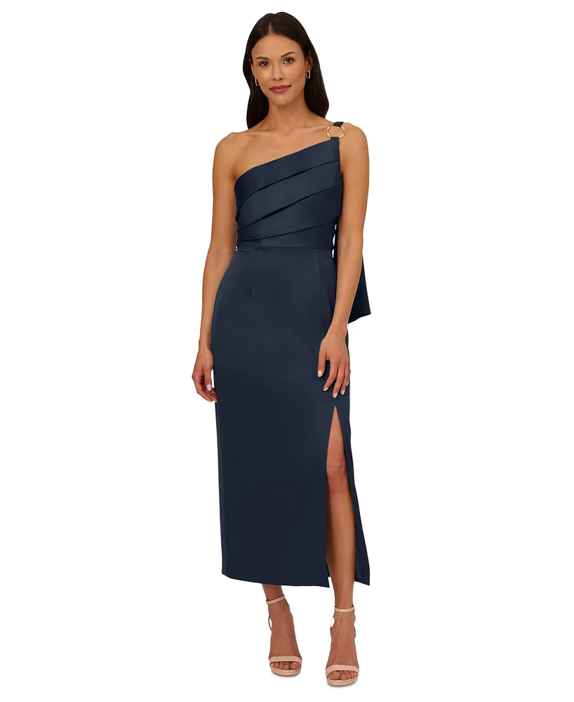 Adrianna Papell Women's Satin Crepe One-Shoulder Gown