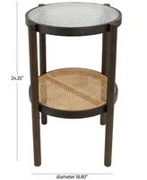 Rosemary Lane 19" x 19" x 24" Rattan Pressed Tempered Glass Top Accent Table