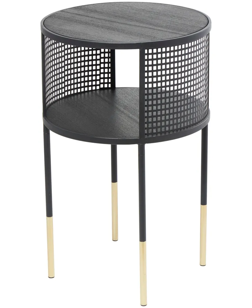 Rosemary Lane 17" x 17" x 21" Metal Geometric Open Grid Frame 1 Shelf Gold-Tone Legs Accent Table