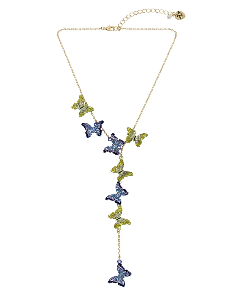 Betsey Johnson Faux Stone Butterfly Y Necklace