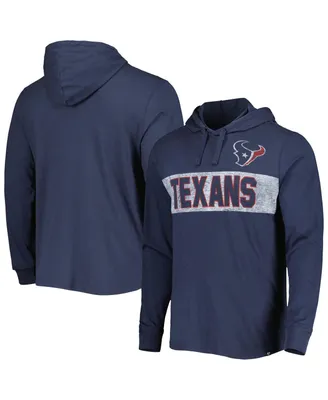 Men's '47 Brand Navy Distressed Houston Texans Field Franklin Hooded Long Sleeve T-shirt