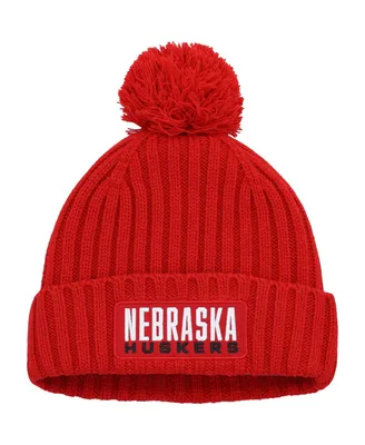 Men's adidas Scarlet Nebraska Huskers Modern Ribbed Cuffed Knit Hat with Pom