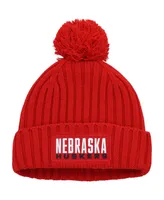 Men's adidas Scarlet Nebraska Huskers Modern Ribbed Cuffed Knit Hat with Pom