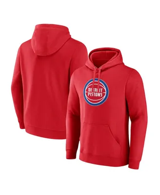 Men's Fanatics Red Detroit Pistons Primary Logo Pullover Hoodie