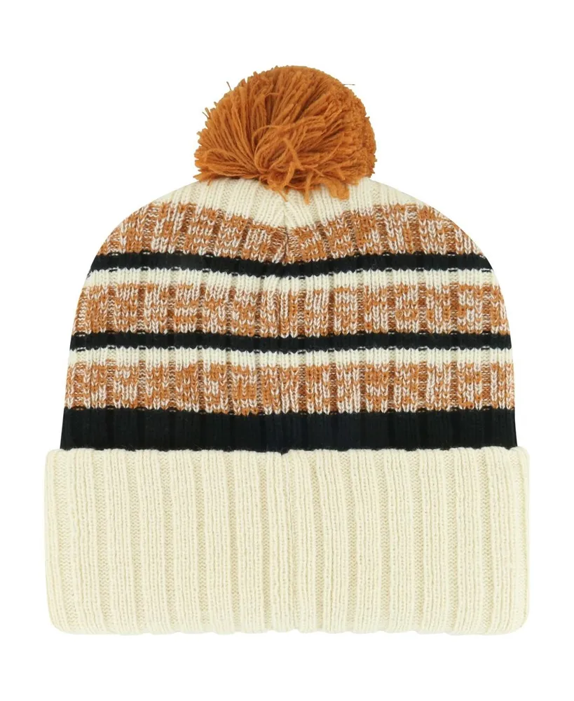 Men's '47 Brand Khaki Texas Longhorns Tavern Cuffed Knit Hat with Pom