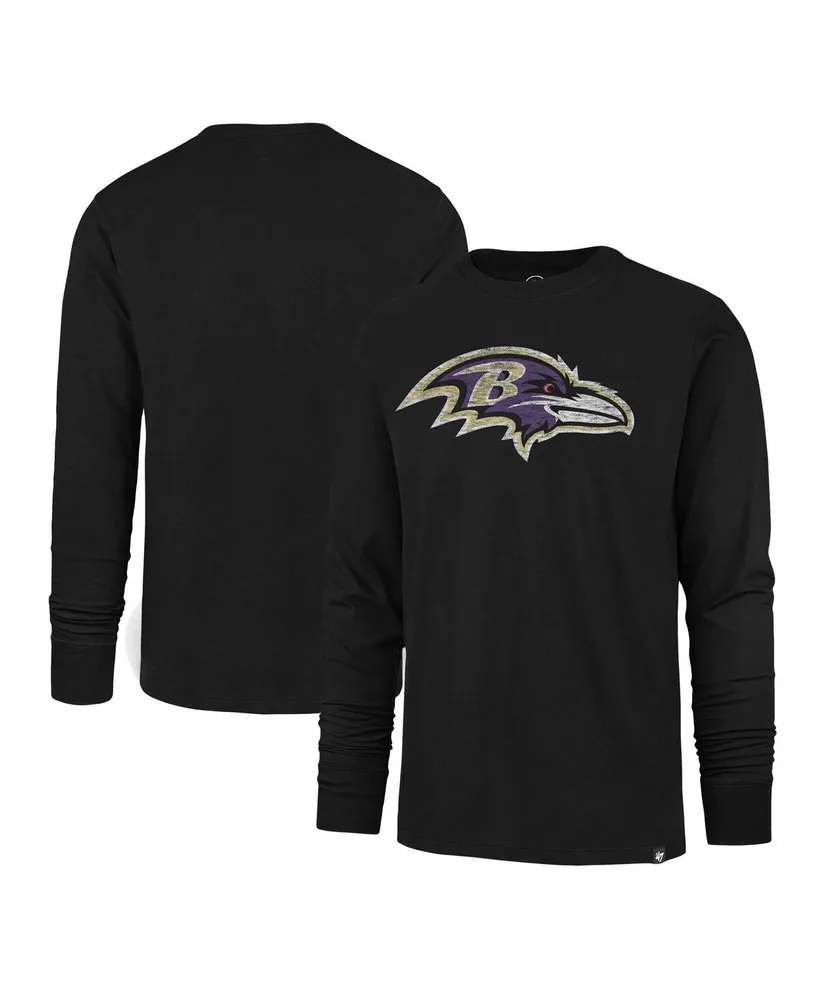 Men's '47 Brand Black Distressed Baltimore Ravens Premier Franklin Long Sleeve T-shirt