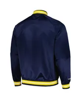 Men's Mitchell & Ness Navy Indiana Pacers Hardwood Classics Throwback Wordmark Raglan Full-Snap Jacket