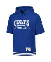 Men's Mitchell & Ness Royal Indianapolis Colts Pre-Game Short Sleeve Pullover Hoodie