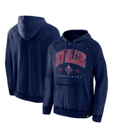 Men's Fanatics Heather Navy Distressed New Orleans Pelicans Foul Trouble Snow Wash Raglan Pullover Hoodie