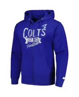 Men's Starter Royal Distressed Indianapolis Colts Gridiron Classics Post Season Full-Zip Hoodie