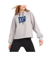 Women's Dkny Sport Heather Gray New York Giants Debbie Dolman Raglan Pullover Hoodie