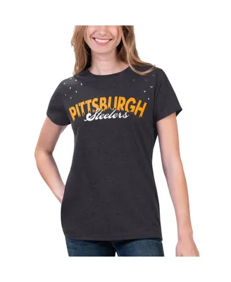 Women's G-iii 4Her by Carl Banks Heathered Black Pittsburgh Steelers Main Game T-shirt