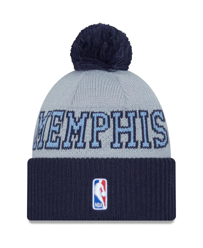 Men's New Era Navy, Gray Memphis Grizzlies Tip-Off Two-Tone Cuffed Knit Hat with Pom