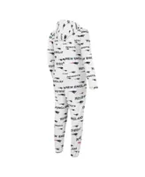 Men's Concepts Sport White New England Patriots Allover Print Docket Union Full-Zip Hooded Pajama Suit