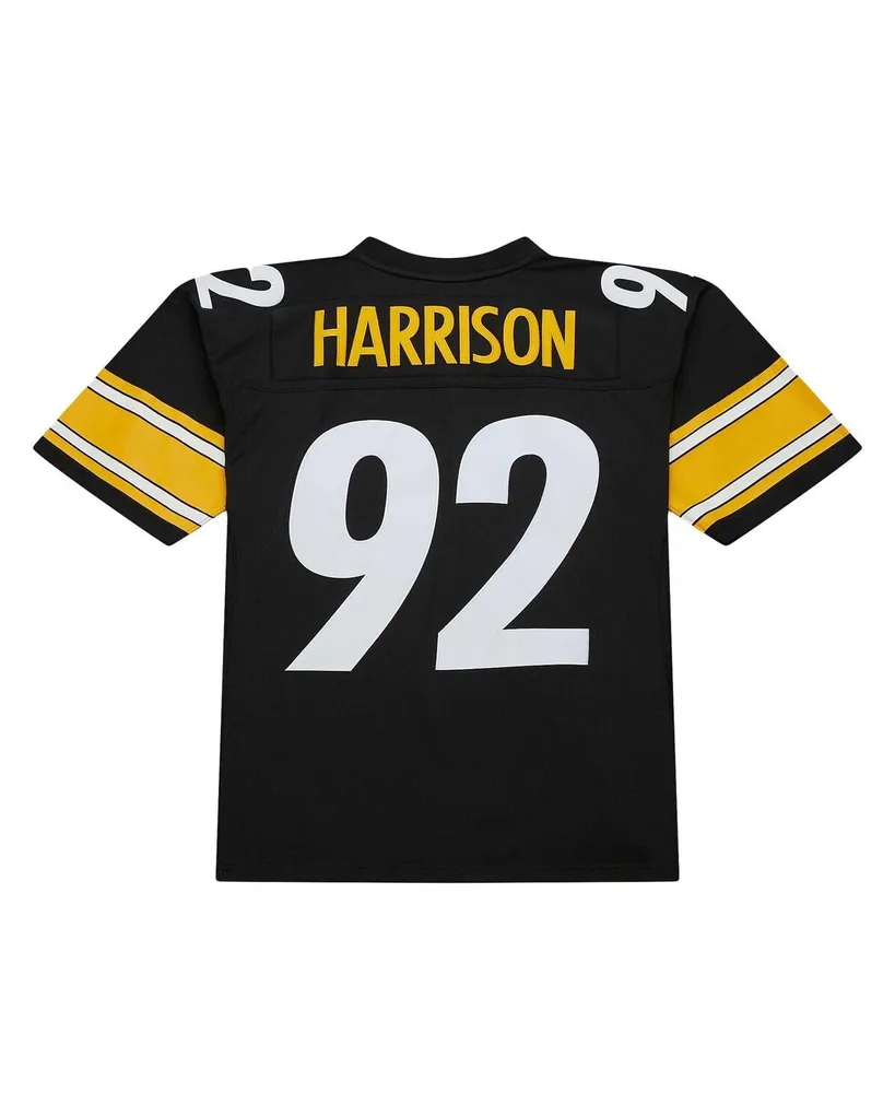 Men's Mitchell & Ness James Harrison Black Distressed Pittsburgh Steelers Legacy Replica Jersey