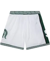 Men's Mitchell & Ness White Michigan State Spartans 125th Basketball Anniversary 1999 Throwback Shorts