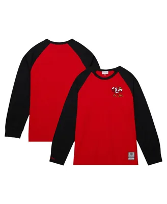 Men's Mitchell & Ness Red Louisville Cardinals Legendary Slub Raglan Long Sleeve T-shirt