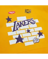 Men's Mitchell & Ness x Tats Cru Gold Los Angeles Lakers Hardwood Classics Brick Pullover Hoodie