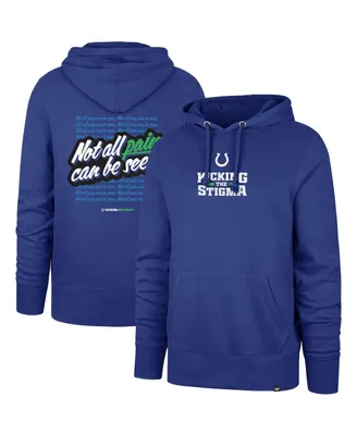 Men's '47 Brand Royal Indianapolis Colts Not All Pain Can Be Seen Kicking the Stigma Pullover Hoodie