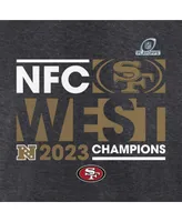 Women's Fanatics Heather Charcoal San Francisco 49ers 2023 Nfc West Division Champions Conquer Long Sleeve V-Neck T-shirt