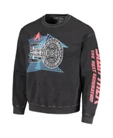 Men's Black Distressed Star Trek: The Next Generation Uss Enterprise-d Graphic Pullover Sweatshirt