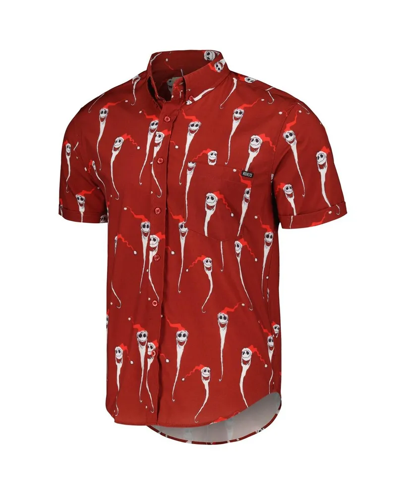 Men's and Women's Rsvlts Burgundy The Nightmare Before Christmas Festive Jack Kunuflex Button-Down Shirt